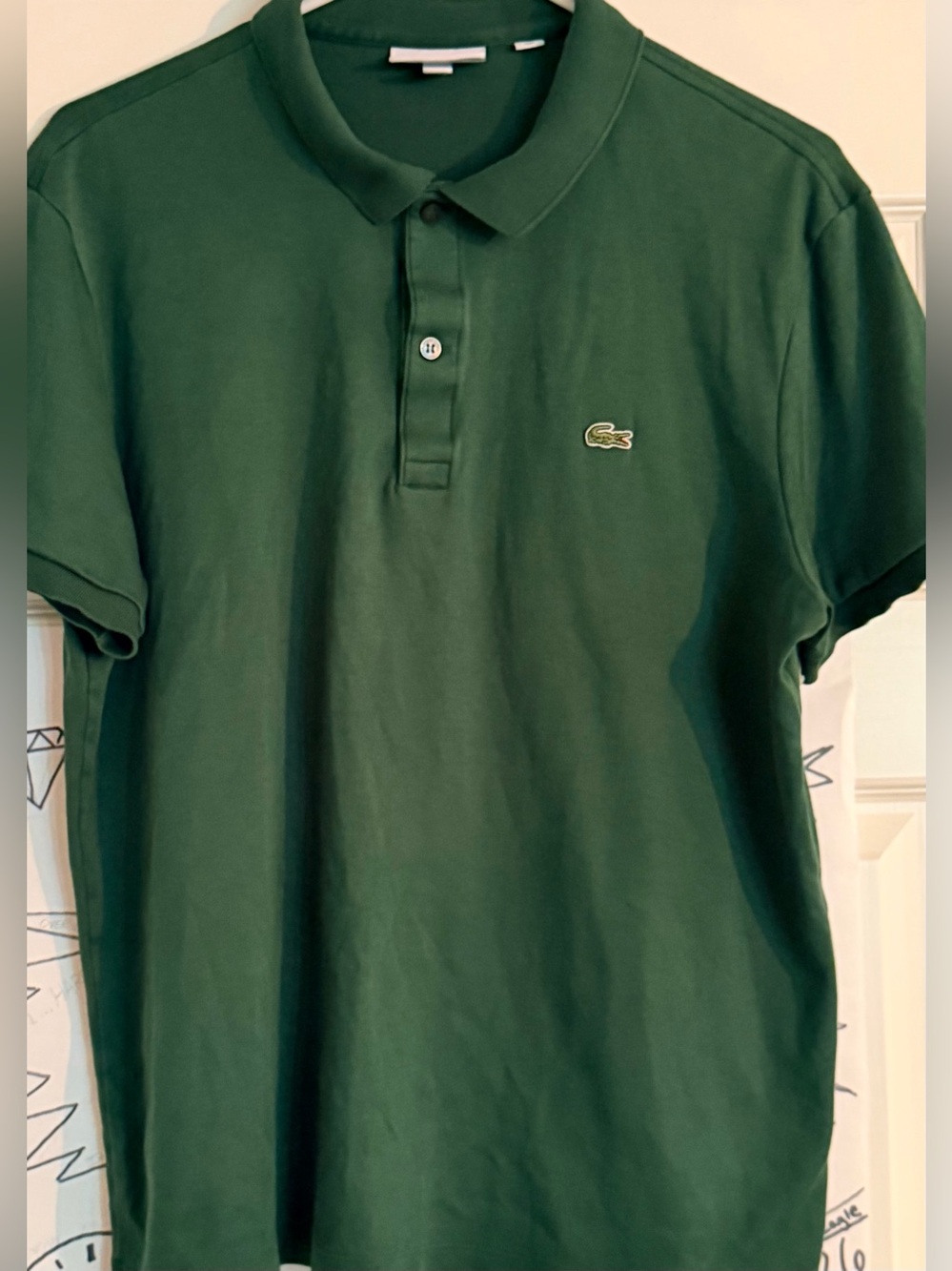 Lacoste 100% Cotton Solid Forrest Green w/ Logo Men’s L Short Sleeve Polo Shirt